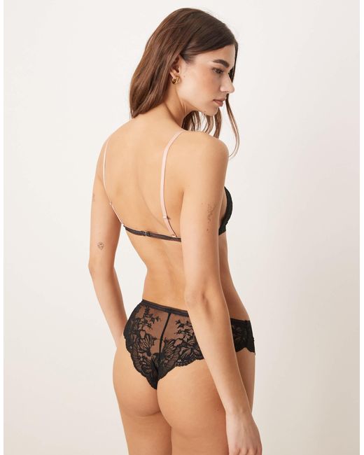 ASOS Black Stevie Lace Triangle Bra With Contrast Trims