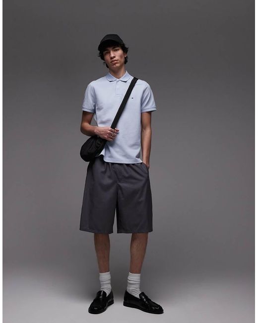 Polo Azul Tenue De Corte Estándar De Tejido Texturizado De Tommy Hilfiger de hombre de color Gray