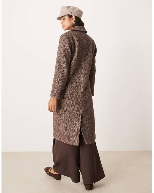 Abercrombie & Fitch Elegante Jas Van Wolmix Met Visgraatmotief in het Brown