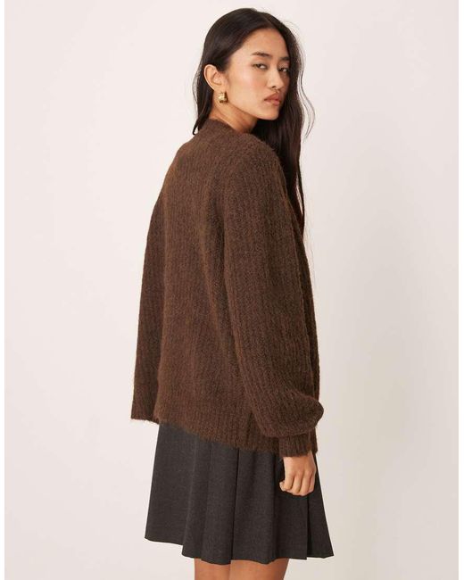 Vila Brown Fluffy Texture Knitted Cardigan