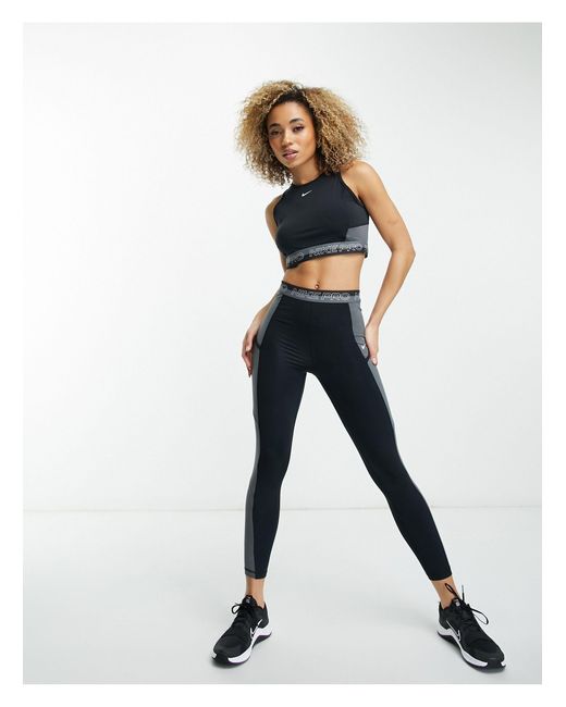 Nike Blue Nike Pro Femme Training Dri Fit High Rise 7/8 leggings