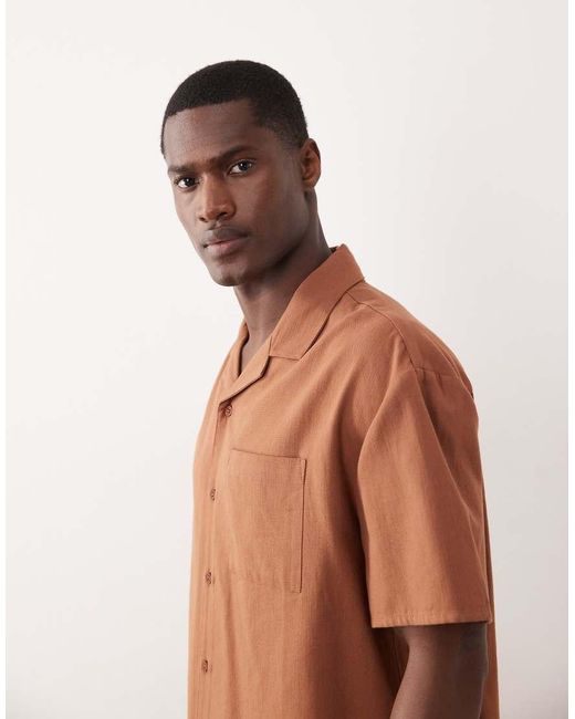 New Look Brown Co-ord Boxy Shirt for men