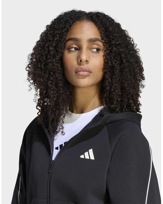 Adidas Blue Stadium Small Logo Full Zip Hoodie