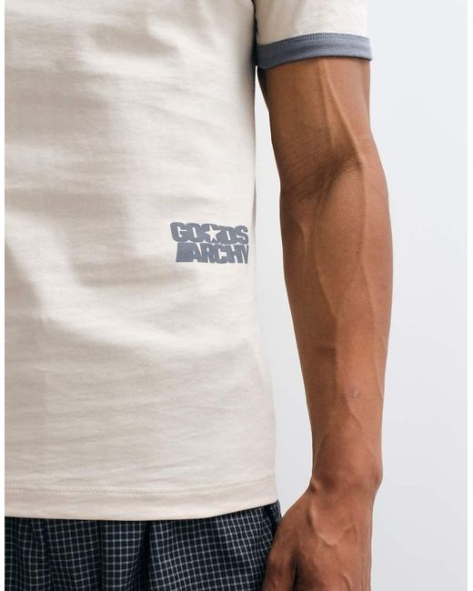ASOS White Slim Ringer T-shirt With Text Graphic for men