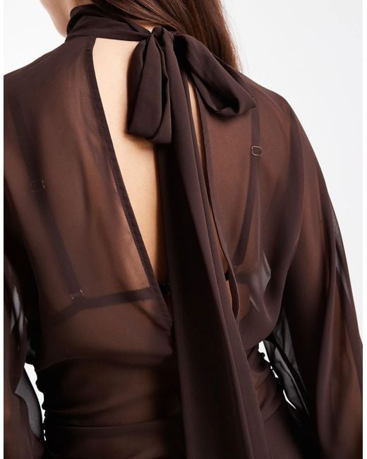 ASOS Brown Batwing High Neck Blouse