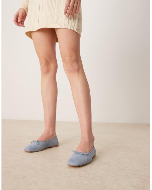 ASOS Natural Landmark Suede High-vamp Ballets