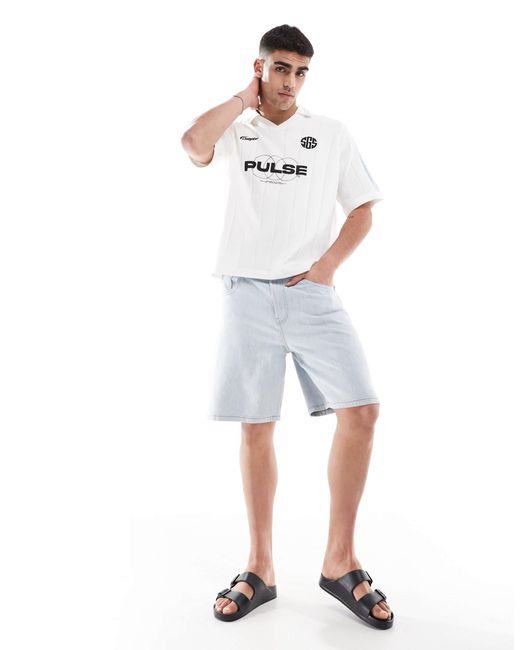 Bershka – gestricktes retro-polohemd in White für Herren