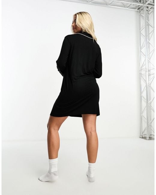 ASOS Asos Design Maternity Viscose Sleep Shirt With Contrast