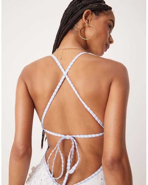 Costume Da Bagno Intero A Fiori Con Spalline Sottili di For Love & Lemons in White