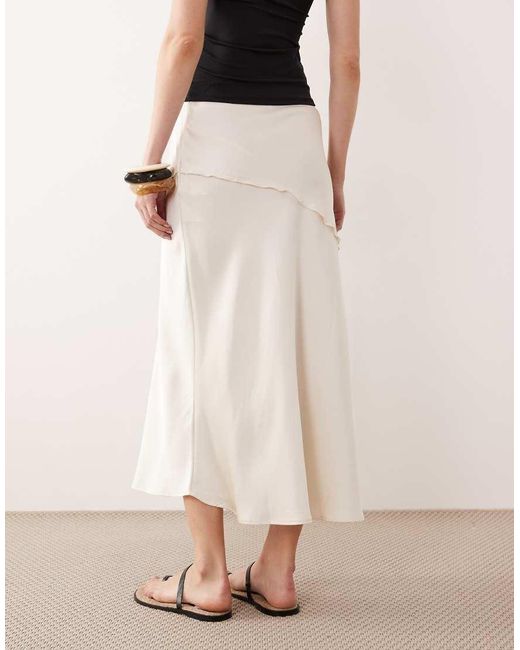 Aware Natural Satin Maxi Skirt With Drop Waist