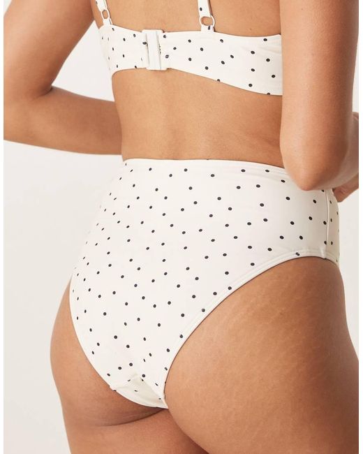 Peek & Beau White Mini Polka Dot High Waist Bikini Bottom