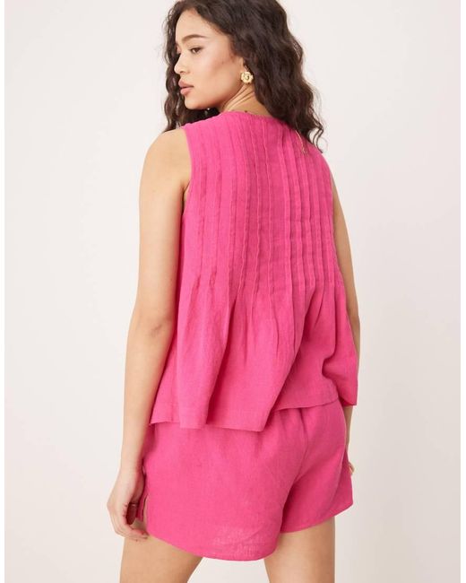 Pantalones Cortos Rosas Con Lazada En La Cintura De Mezcla De Lino Shannon De (Parte De Un Conjunto) Nobody's Child de color Pink