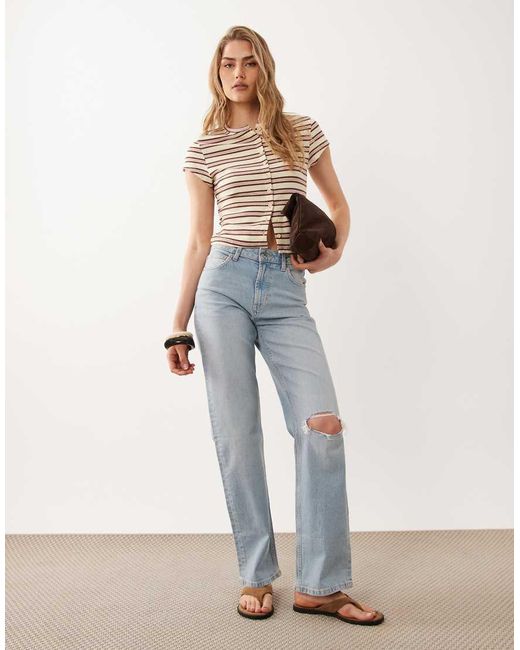 Miss Selfridge Brown Short Sleeve Button Through Top