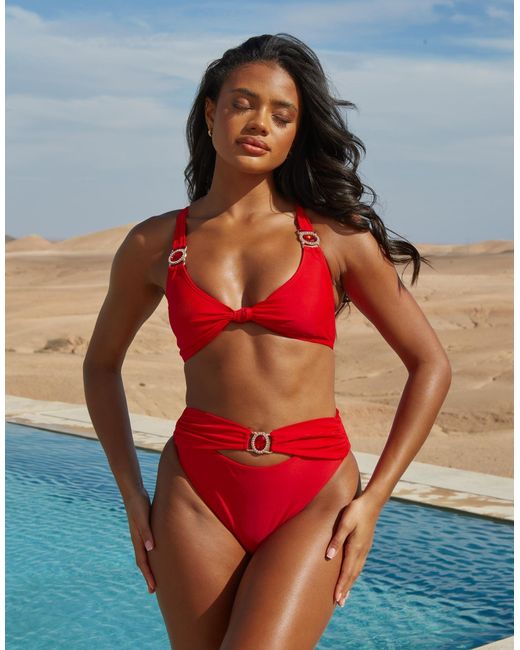 X savannah-shae richards - slip bikini a vita alta rossi di Moda Minx in Red