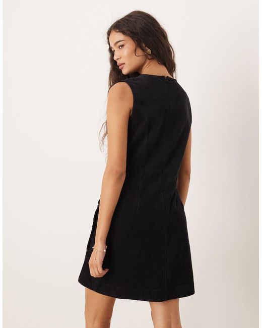 Nobody's Child Black Birch Tailored Cord Pinafore Mini Dress