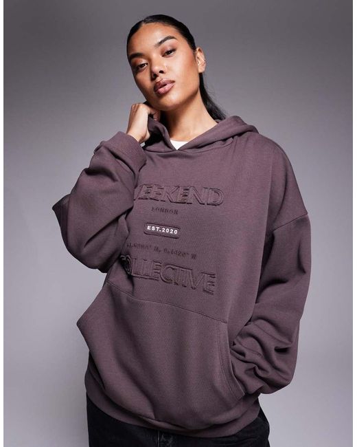 ASOS Purple Weekend Collective Hoodie With Applique Graphic