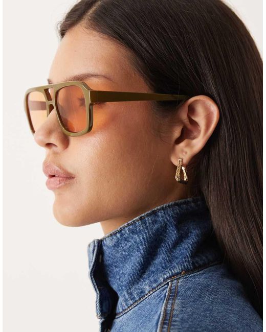 ASOS Brown Aviator Sunglasses