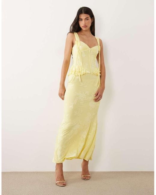 ASOS Natural Devore Maxi Dress With Corset Detail And Ties