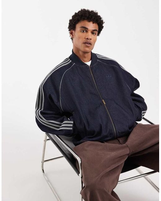 Adidas Originals Blue Sst Adicolor Denim Track Top for men