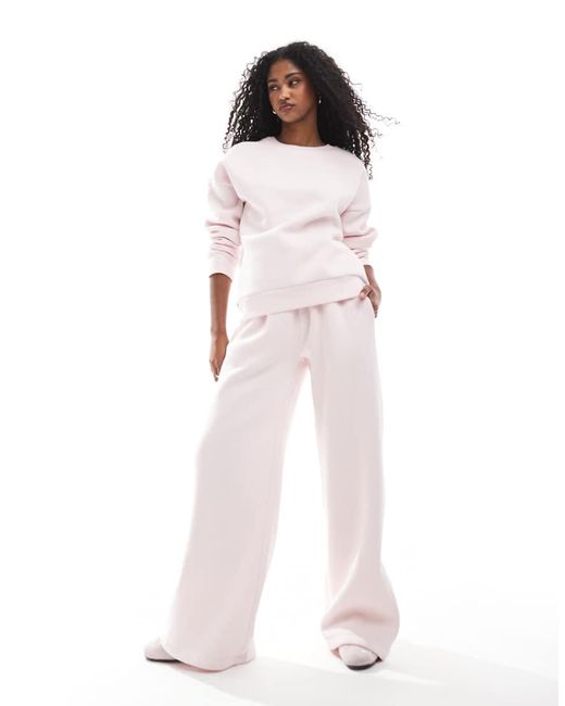 Miss Selfridge White Logo Puff Print Cuffed jogger Co Ord