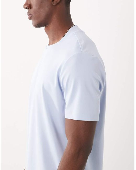 Mango Blue Performance Striped Crew Neck T-shirt for men