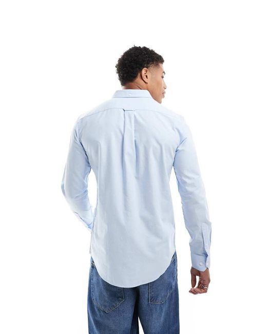 Farah Blue Brewer Slim Fit Long Sleeve Shirt for men