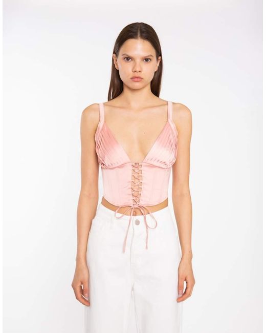 Collective The Label Pink Corset Style Lace Up Top