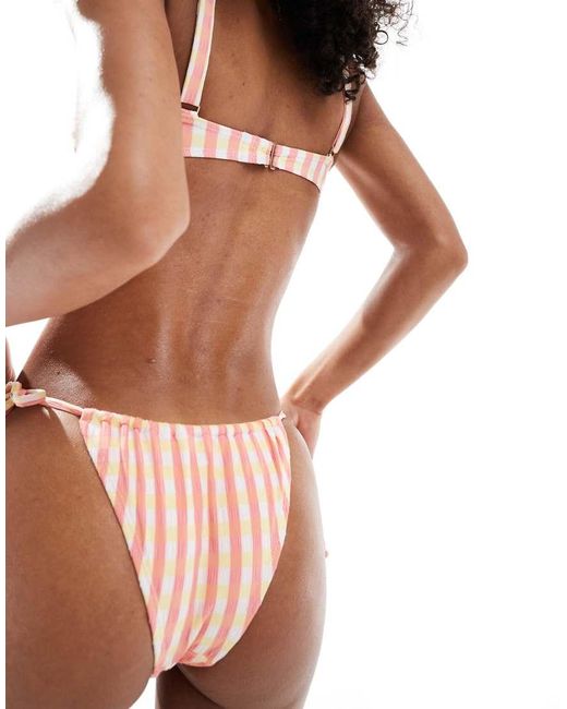 Cotton On Brown Thin Strap Gathered Brazilian Bikini Bottom