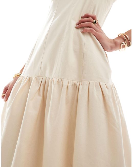 Robe caraco longue en lin mélangé avec taille basse - crème 4th & Reckless en coloris Natural