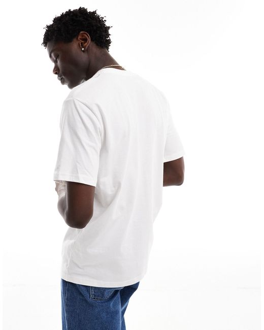 Camiseta blanca extragrande con estampado en el pecho SELECTED de hombre de color White