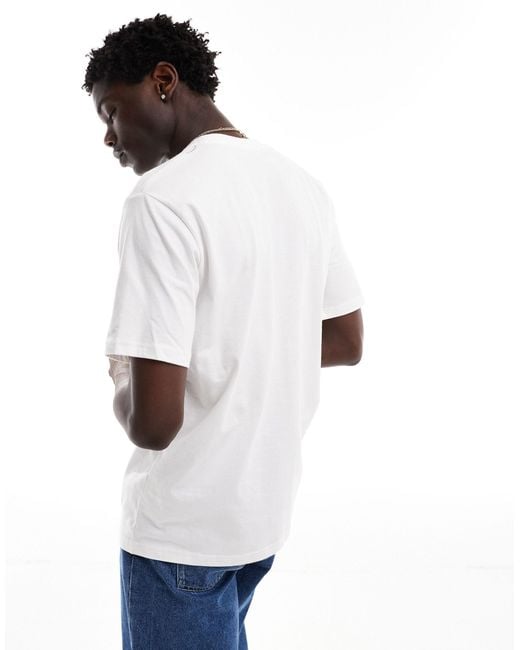 SELECTED White Oversized T-shirt With Front Chest Print for men