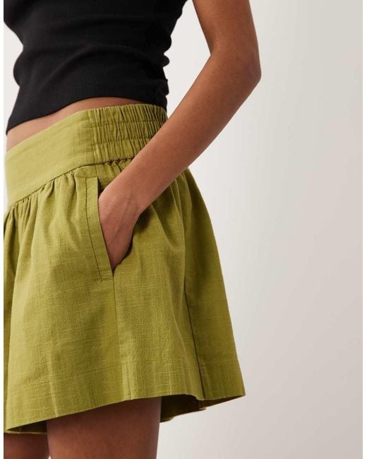 ASOS Natural Linen Look Pull On Shorts