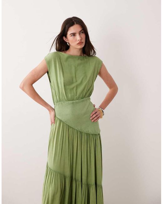 ASOS Green Sleeveless Slash Neck Hybrid Maxi Dress