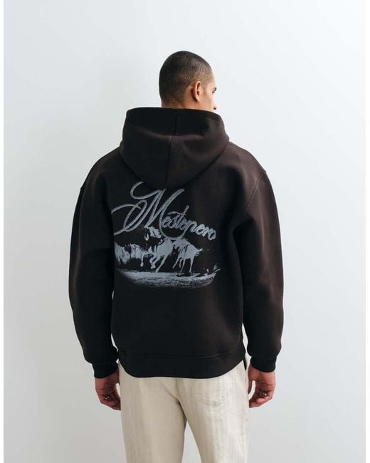 ASOS Black Zip Through Hood With Horse Back Print for men