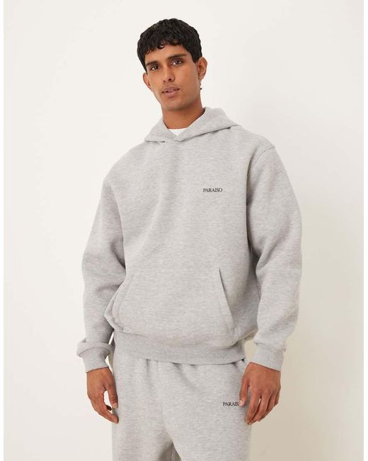 Sudadera Gris Jaspeado Holgada Con Capucha Y Estampado En El Pecho De (Parte De Un Conjunto) ASOS de hombre de color Gray