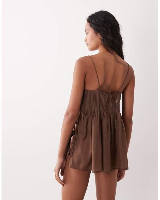 ASOS Brown Rita Pleated Beach Cover Up