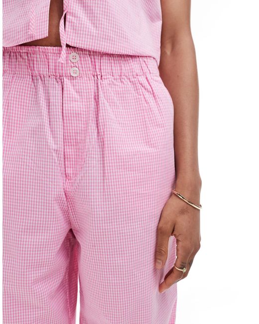 Pantalon large d'ensemble à détail caleçon - vichy ONLY en coloris Pink