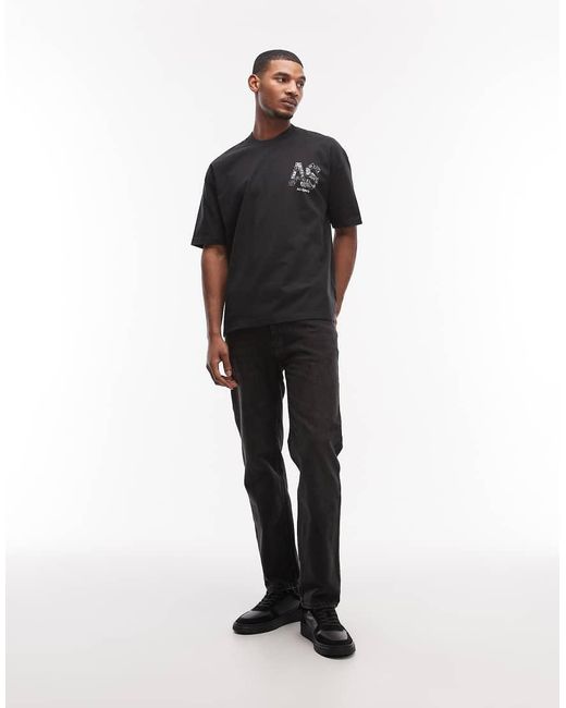 AllSaints Black Mixtape Graphic Logo T-Shirt With Back Print for men
