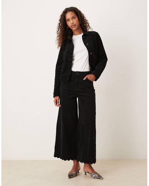 Nobody's Child Black Scallop Trim Cord Wide Leg Jeans Co-ord