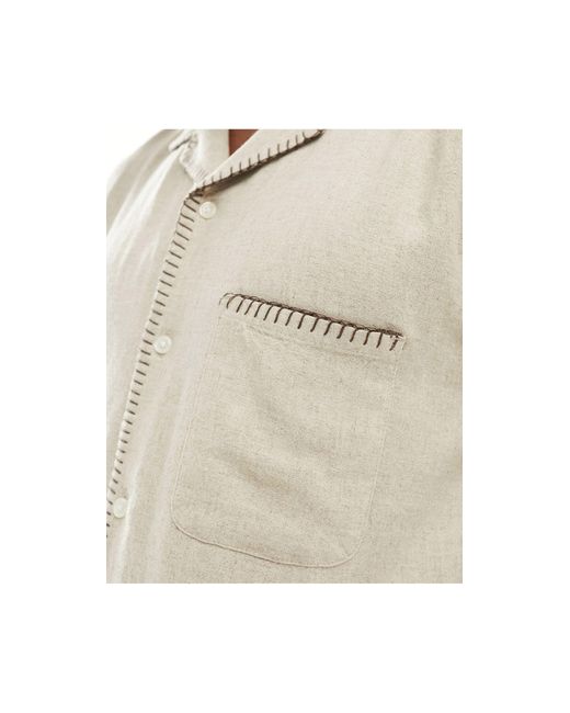 Chemise manches courtes décontractée en lin mélangé à bords cousus - beige Abercrombie & Fitch pour homme en coloris Natural
