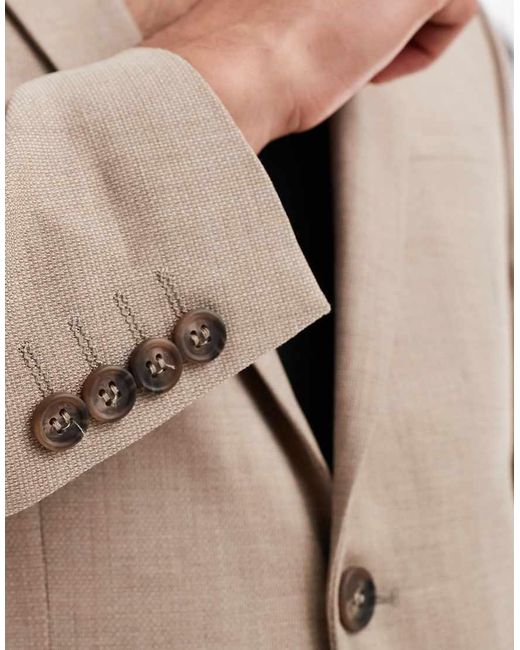 Chaqueta De Traje Beis De Corte Slim De Mezcla De Lana De -Blanco SELECTED de hombre de color Natural