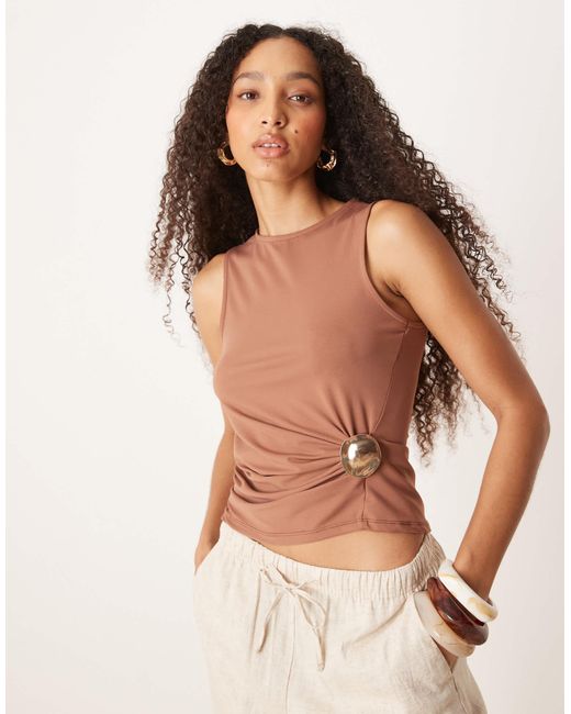 Débardeur doux aspect coton avec finition fantaisie - chocolat ASOS en coloris Brown