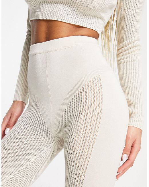 Simmi - legging gainant d'ensemble en maille côtelée à taille haute - taupe SIMMI en coloris White