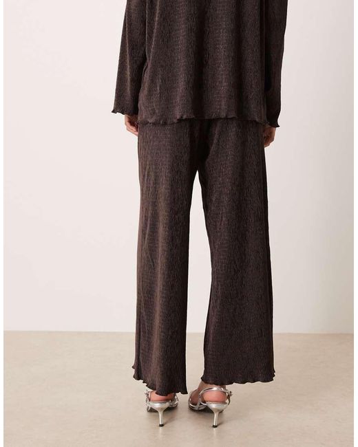 Aware Natural Velvet Plisse Wide Leg Trouser Co-ord