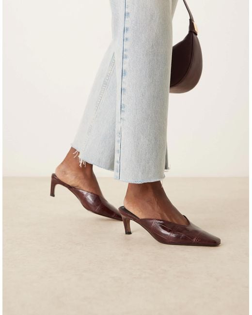 ASOS Natural Storm Chisel Toe Mid Heel Mules