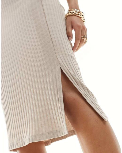 Vila White Ribbed Midi Skirt Co-ord With Split
