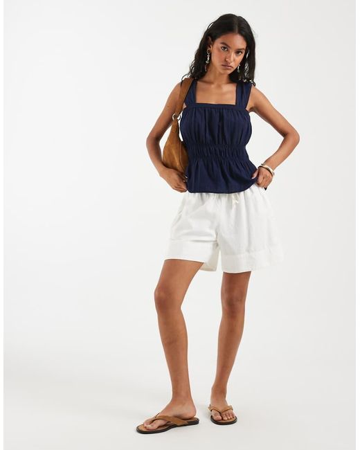 Gap Blue Drawstring Linen Shorts