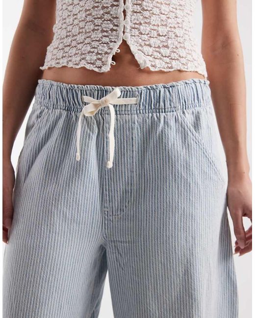 Gap Blue Mid Rise Tie Waist Horseshoe Pinstripe Jeans