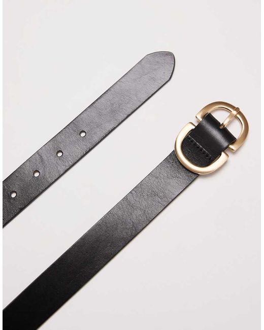 Pieces Gray Leather Belt With Gold-tone Double Buckle