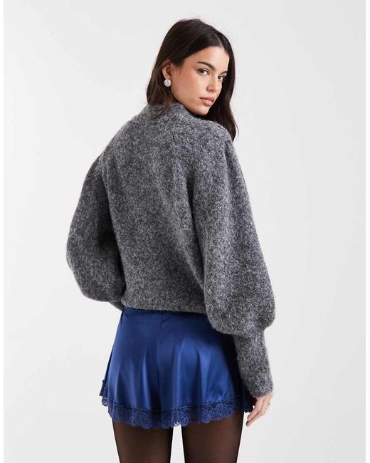 Miss Selfridge Blue Lace Trim Hot Pant Shorts